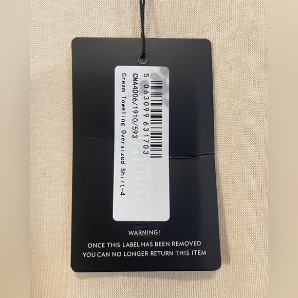 Pretty Little Thing - Cream Toweling Oversized Shirt - Size 0 - Picture 10 of 11